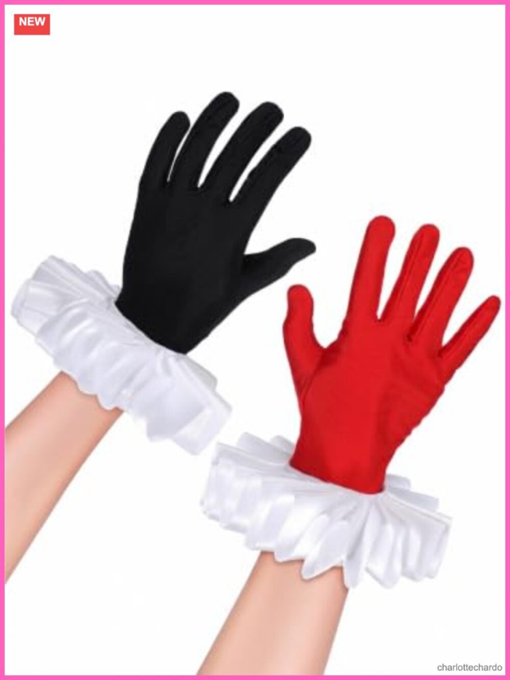 Women's Joker Clown Halloween Costume Gloves with Lace Satin Polyester